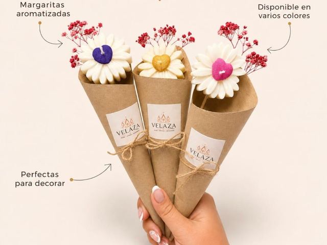 Ramos de margaritas aromatizadas Velaza envueltos en kraft
