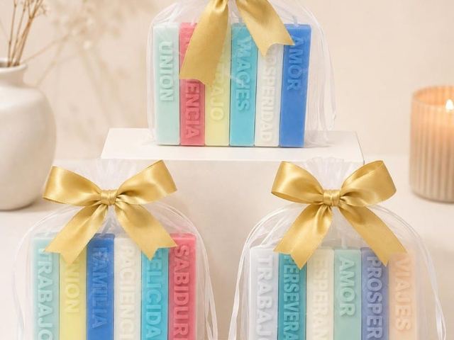 Sets de velas de deseos navideñas Velaza en bolsas con lazo dorado